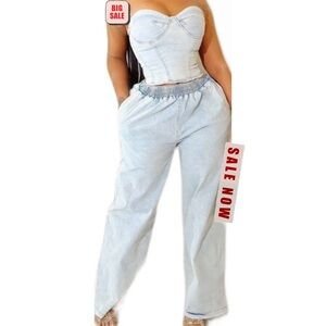 Two piece set- jeans, tank top and pants